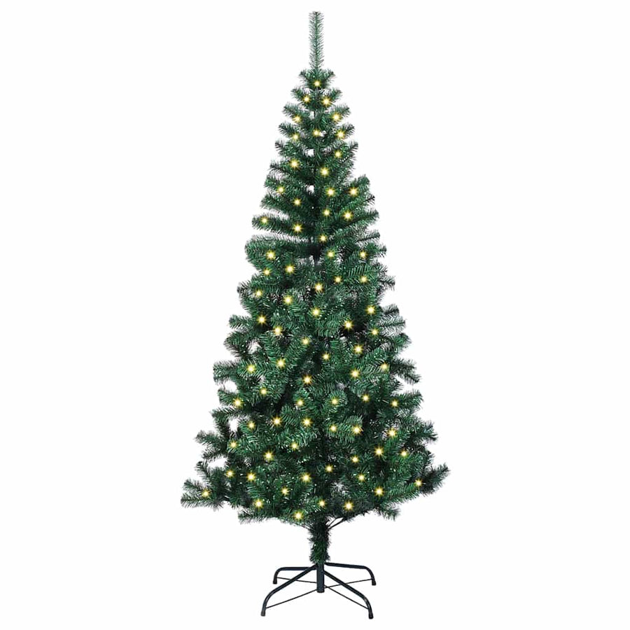 Artificial Pre-lit Christmas Tree Green 150 cm PVC and Metal