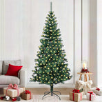 Artificial Pre-lit Christmas Tree Green 210 cm PVC and Metal