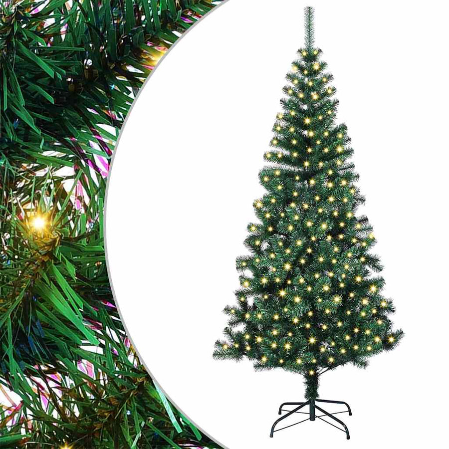 Artificial Pre-lit Christmas Tree Green 210 cm PVC and Metal