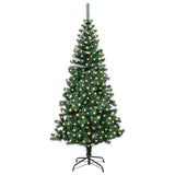 Artificial Pre-lit Christmas Tree Green 210 cm PVC and Metal - Side View