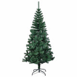 Artificial Pre-lit Christmas Tree Green 210 cm PVC and Metal - Rear View