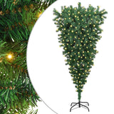 Upside-down Artificial Pre-lit Christmas Tree Green 180 cm PVC - Front View