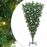 Upside-down Artificial Pre-lit Christmas Tree with Ball Set PVC
