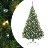 Artificial Pre-lit Christmas Tree Green 240 cm PVC - Front View