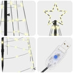 LED Christmas Tree with Ground Spikes Warm White 250 cm Iron