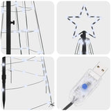 LED Christmas Tree with Ground Spikes Cool White 250 cm Iron - Rear View