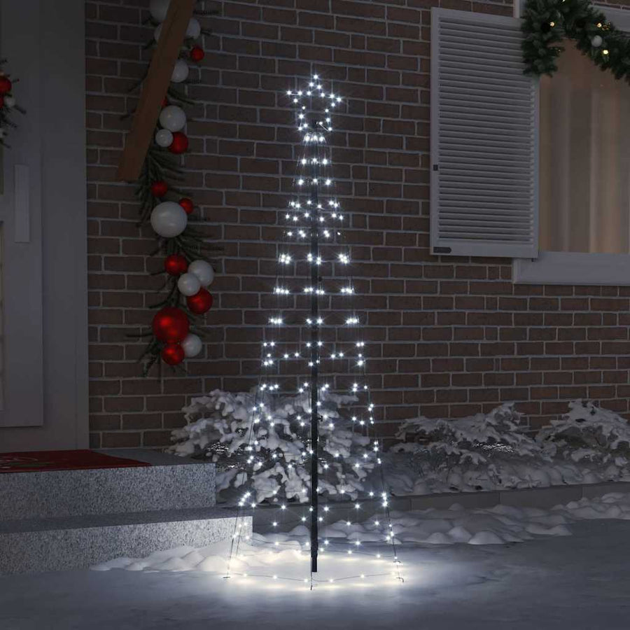 LED Christmas Tree with Ground Spikes Cool White 250 cm Iron