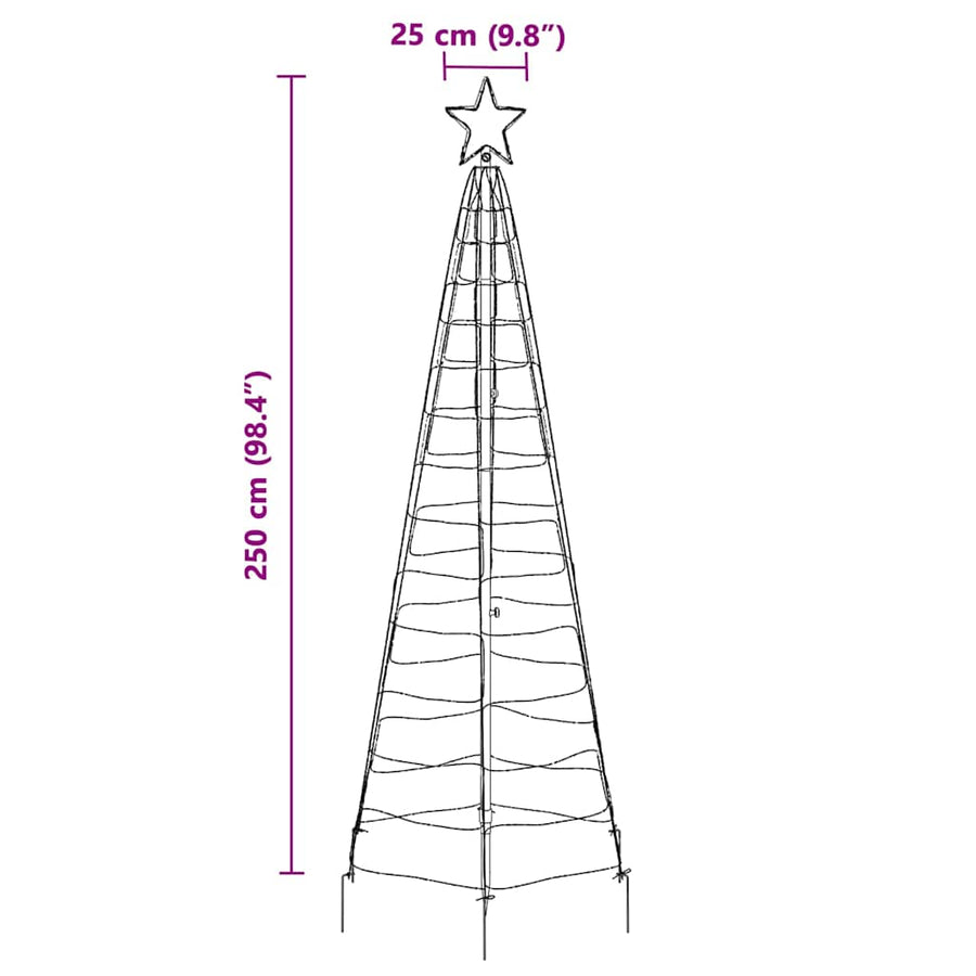 LED Christmas Tree with Ground Spikes Cool White 250 cm Iron