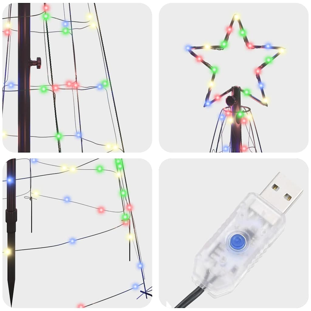 LED Christmas Tree with Ground Spikes Multicolour 250 cm Iron