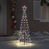 LED Christmas Tree with Ground Spikes Multicolour 250 cm Iron - Side View