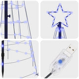 LED Christmas Tree with Ground Spikes Blue 250 cm Iron
