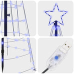LED Christmas Tree with Ground Spikes Blue 250 cm Iron