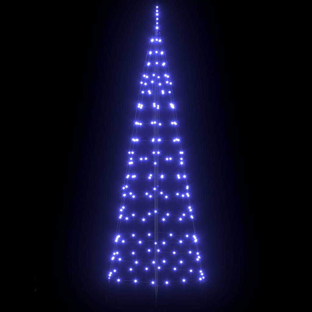 LED Christmas Tree with Ground Spikes Blue 250 cm Iron