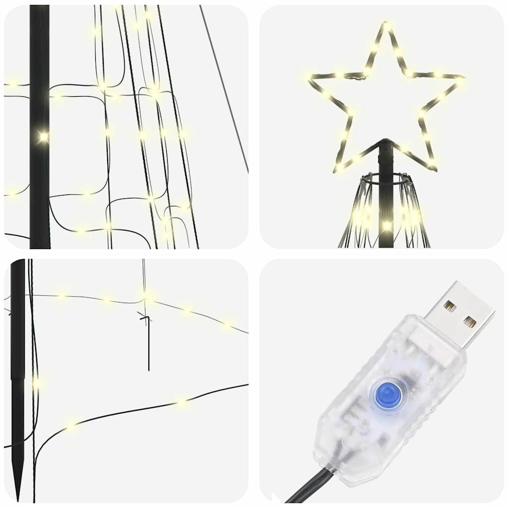 LED Christmas Tree with Ground Spikes Warm White 400 cm Iron