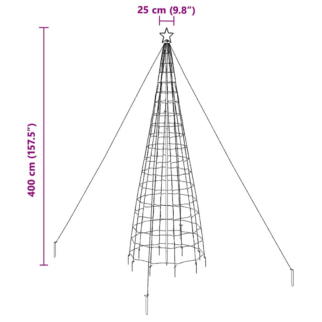 LED Christmas Tree with Ground Spikes Warm White 400 cm Iron