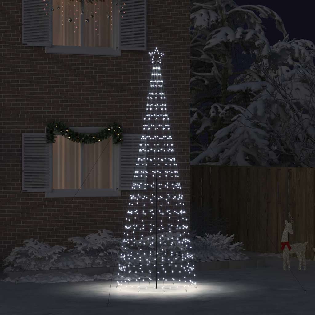 LED Christmas Tree with Ground Spikes Cool White 400 cm Iron