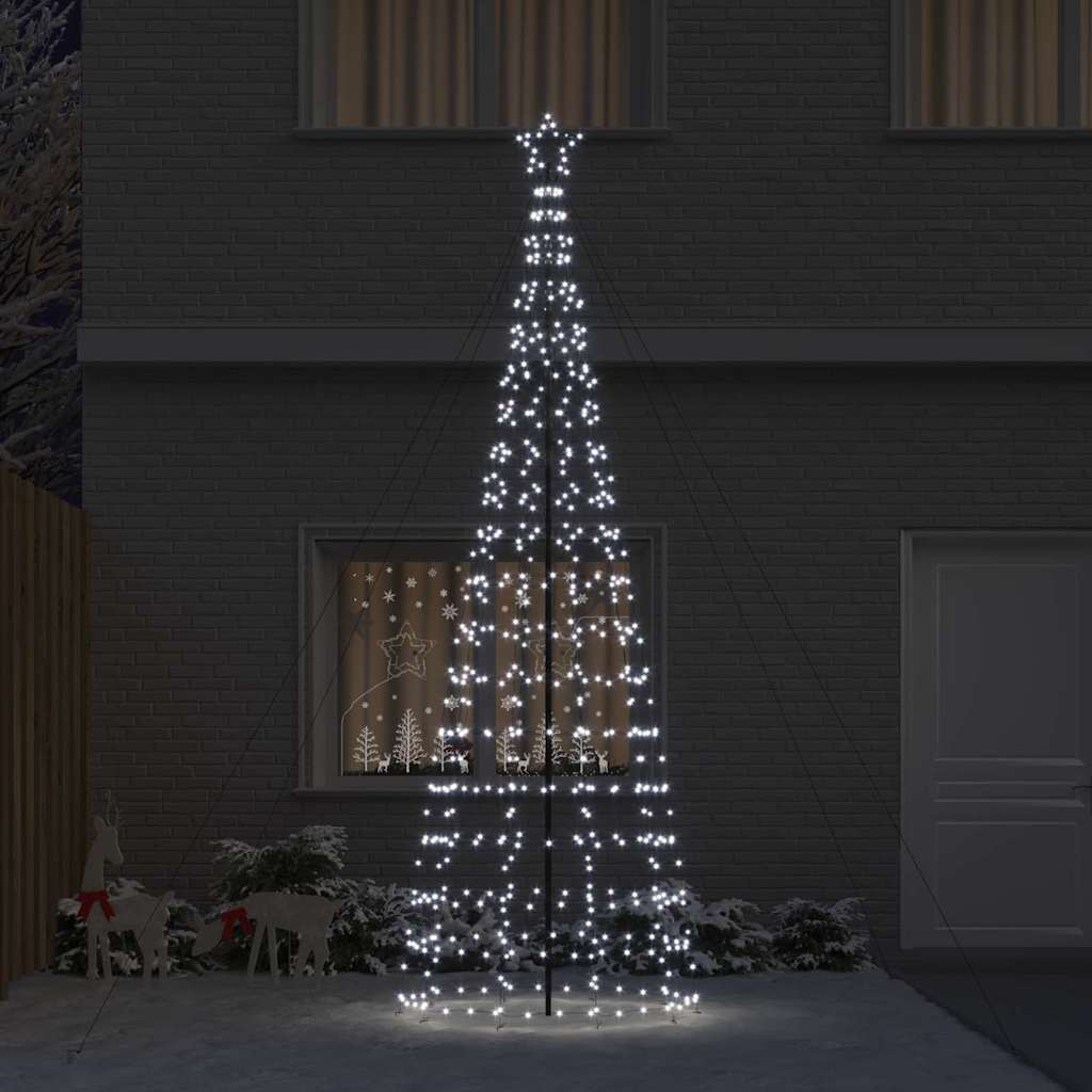 LED Christmas Tree with Ground Spikes Cool White 400 cm Iron