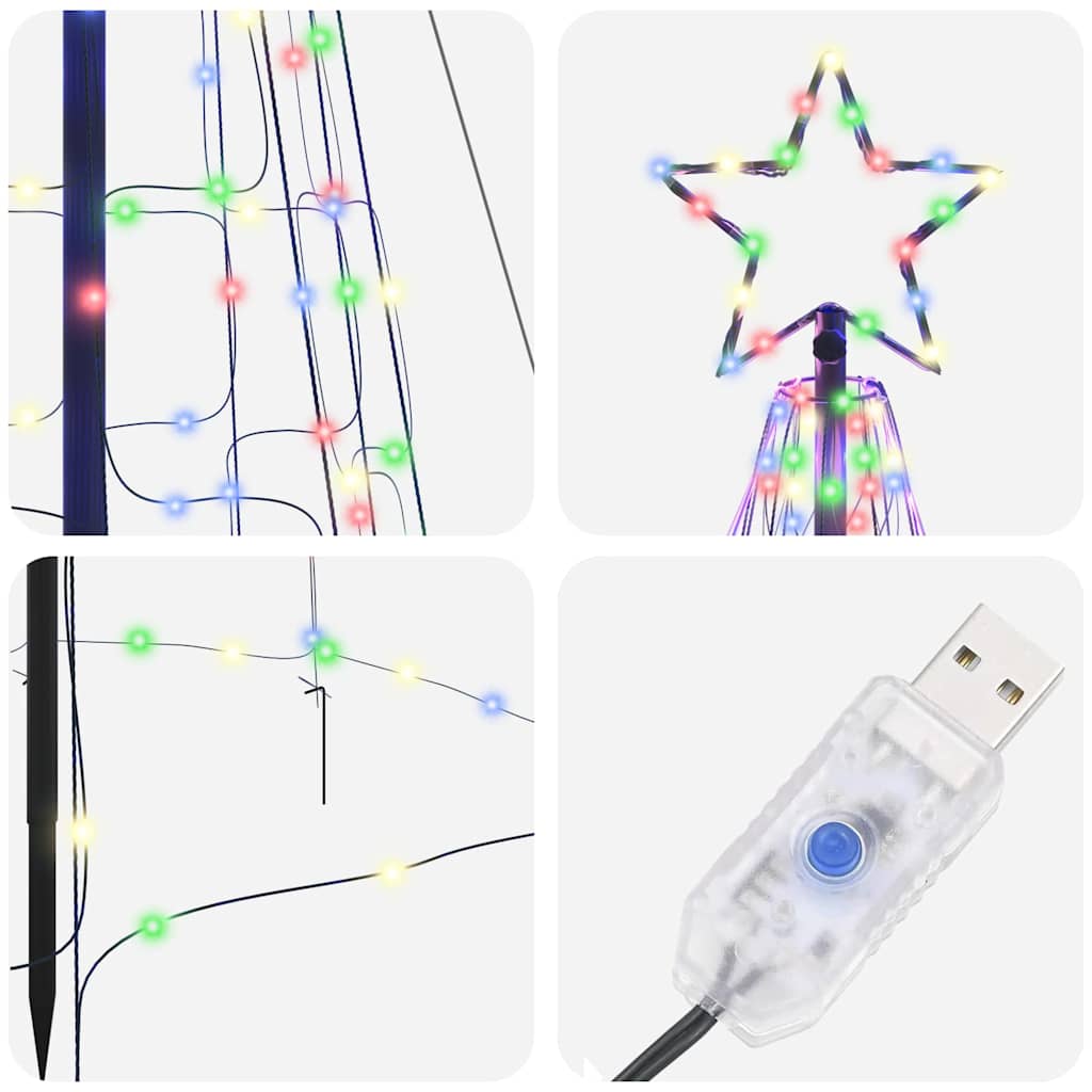 LED Christmas Tree with Ground Spikes Multicolour 400 cm Iron
