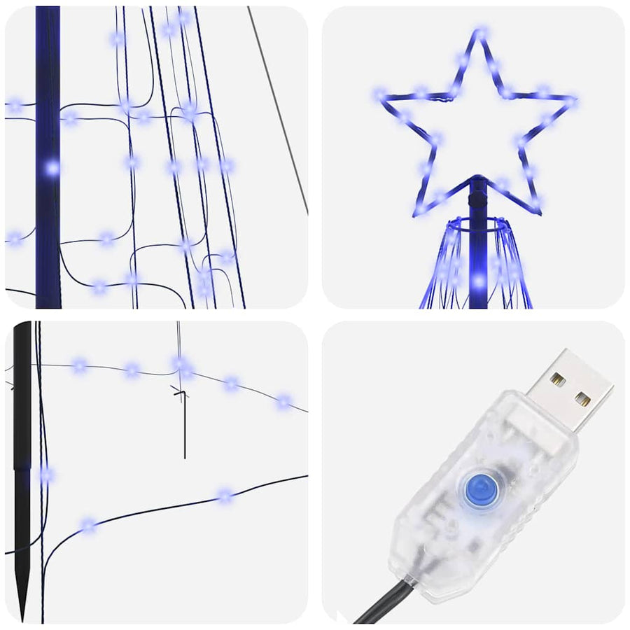 LED Christmas Tree with Ground Spikes Blue 400 cm Iron