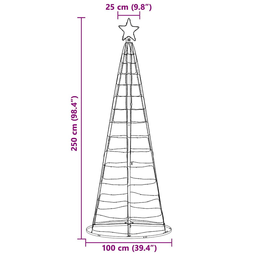 LED Christmas Tree Warm White 100 x 100 x 250 cm Iron