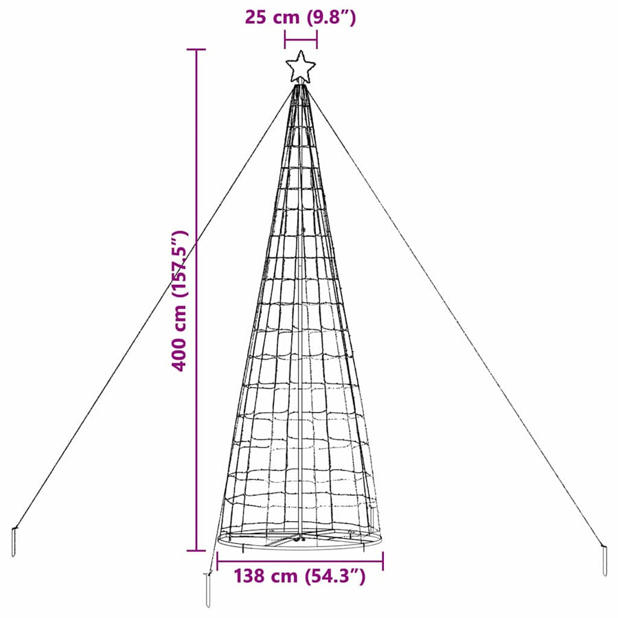LED Christmas Tree Warm White 138 x 138 x 400 cm Iron