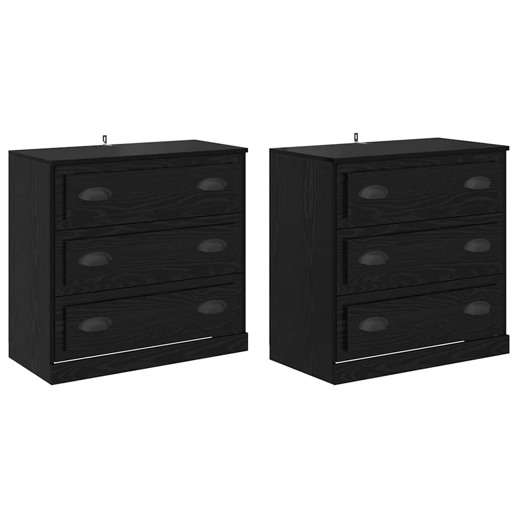 Sideboards 2 pcs Black Oak 70 x 35,5 x 67,5 cm Engineered Wood