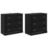 Sideboards 2 pcs Black Oak 70 x 35,5 x 67,5 cm Engineered Wood - Front View