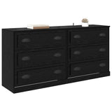 Sideboards 2 pcs Black Oak 70 x 35,5 x 67,5 cm Engineered Wood - Side View
