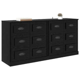 Sideboards 2 pcs Black Oak 70 x 35,5 x 67,5 cm Engineered Wood - Side View
