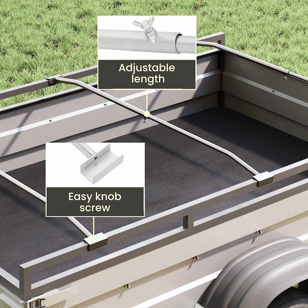 Tarpaulin Bracket for Trailers 4 pcs Silver 100-145 cm Aluminum