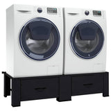 Washing Machine Pedestal 2 pcs Black 127 x 54.5 x 32.5 cm Steel - Front View