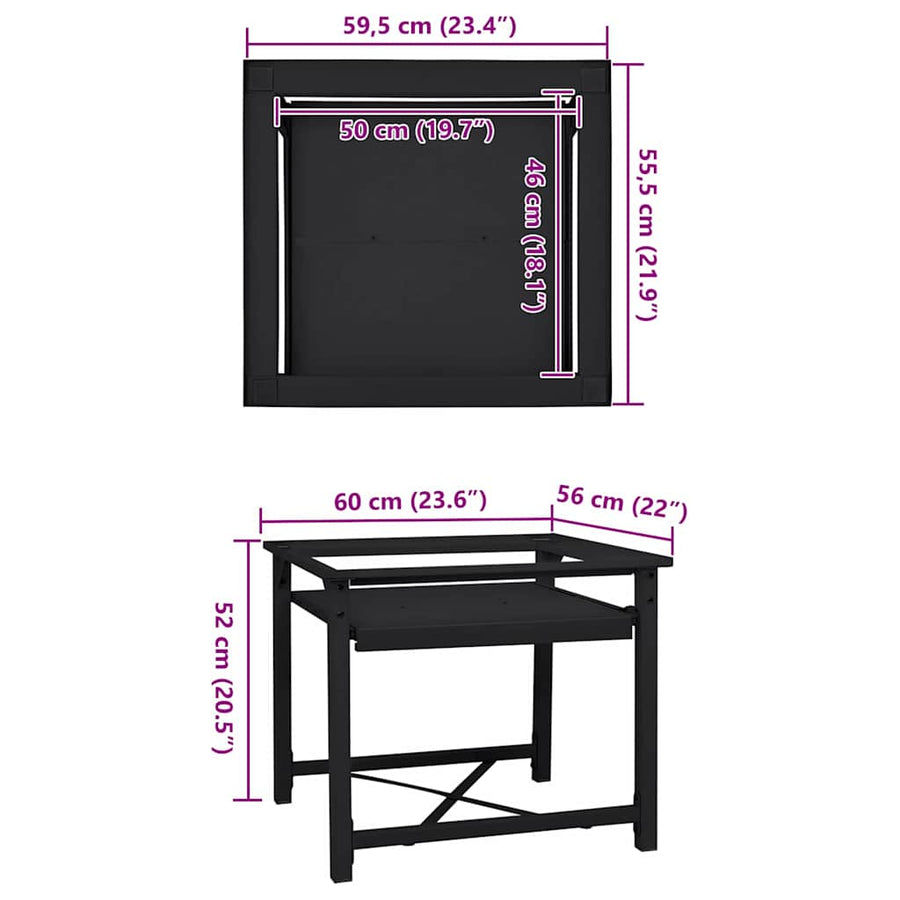 Washing Machine Pedestal Black 60 x 56 x 52 cm Steel