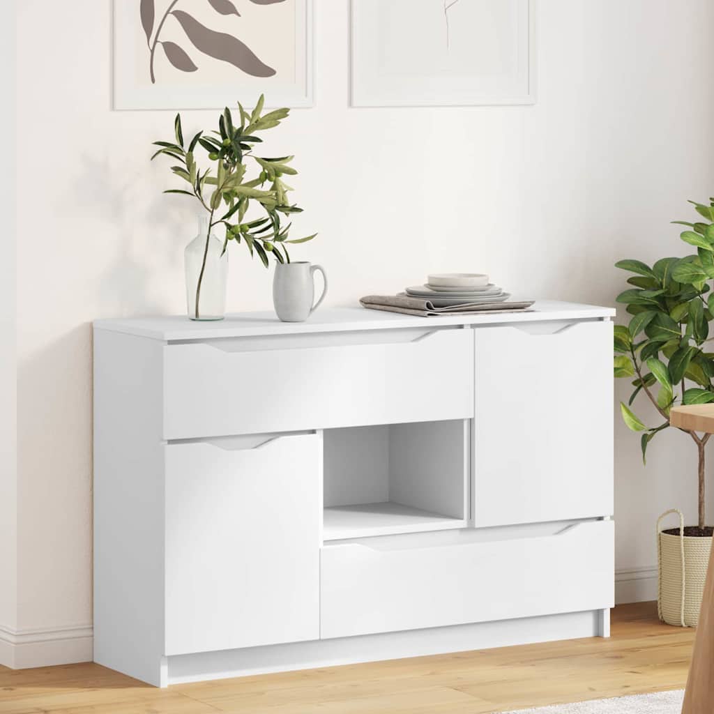 Sideboard with Drawer White 100 by 30 by 65.6 Engineered Wood