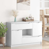Sideboard with Drawer White 100 by 30 by 65.6 Engineered Wood - Top-Down View