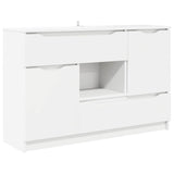 Sideboard with Drawer White 100 by 30 by 65.6 Engineered Wood - Front View