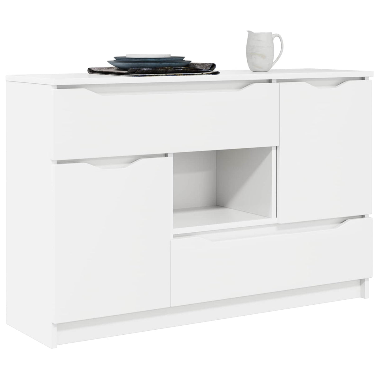 Sideboard with Drawer White 100 by 30 by 65.6 Engineered Wood