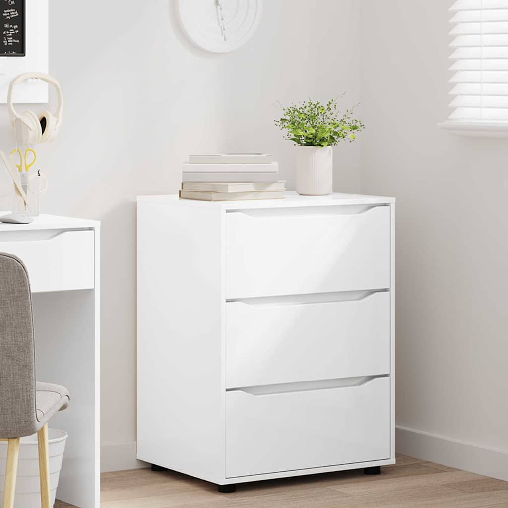 Storage Cabinet High Gloss White 60 x 48 x 81 cm