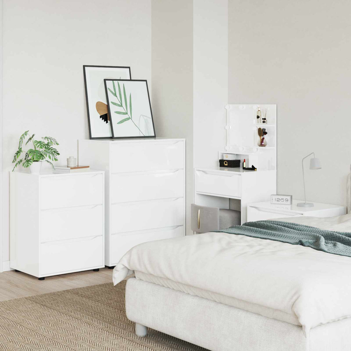Storage Cabinet High Gloss White 60 x 48 x 81 cm