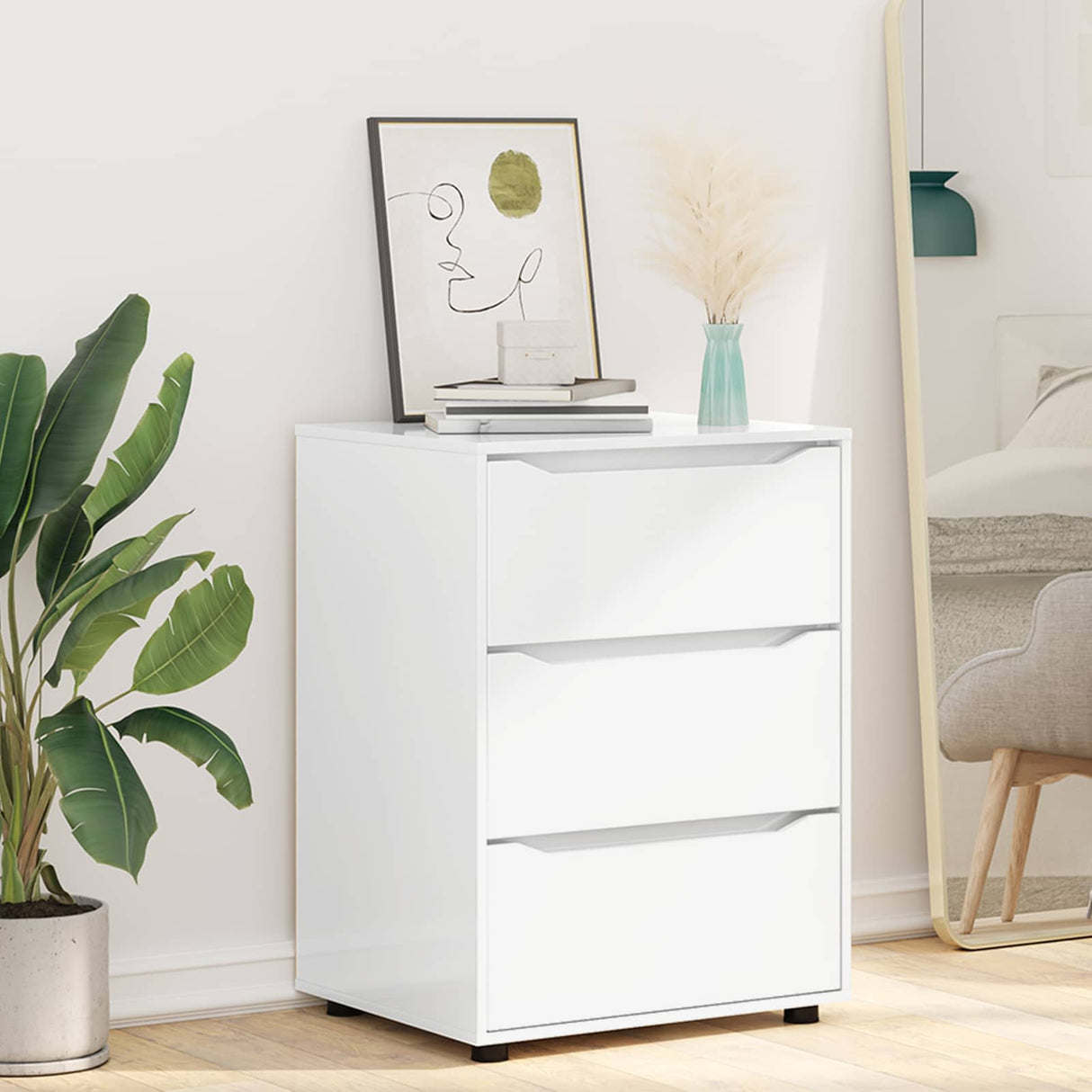 Storage Cabinet High Gloss White 60 x 48 x 81 cm