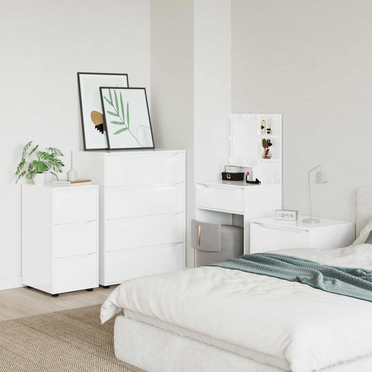 Storage Cabinet High Gloss White 40 x 48 x 81 cm