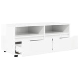 TV Cabinet High Gloss White 100 x 48 x 43 cm Engineered Wood - 45-Degree Angle