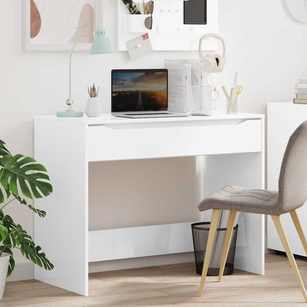 Desk High Gloss White 100 x 50 x 78 cm Engineered Wood