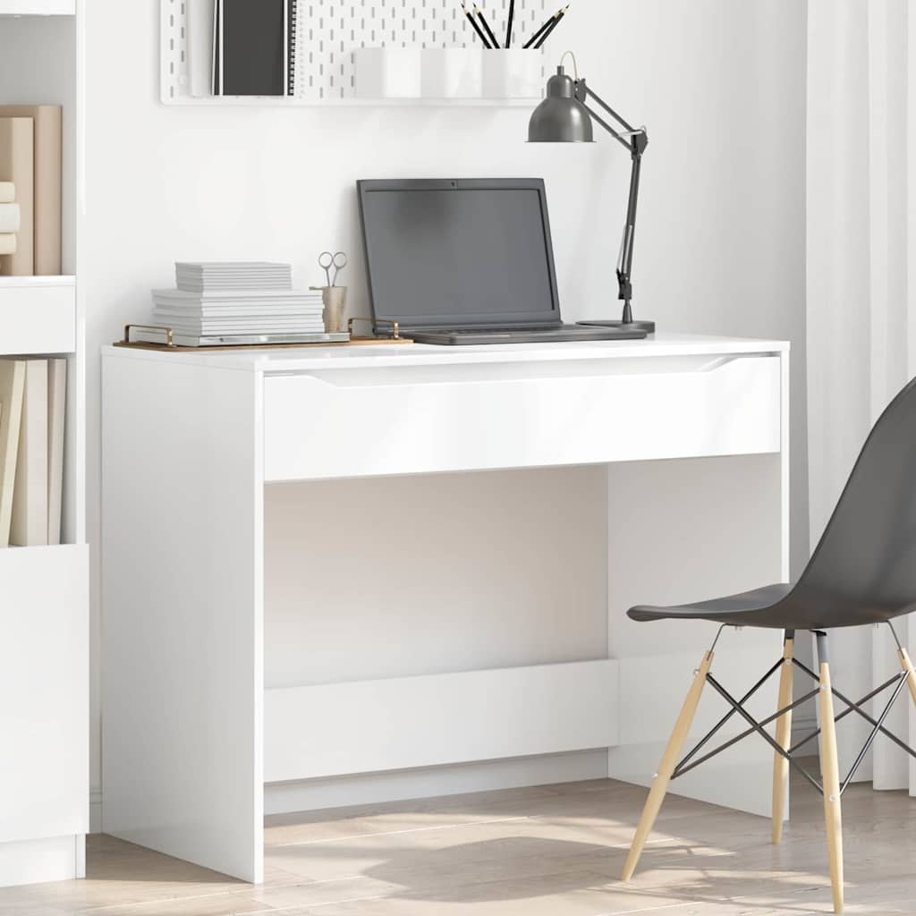 Desk High Gloss White 100 x 50 x 78 cm Engineered Wood