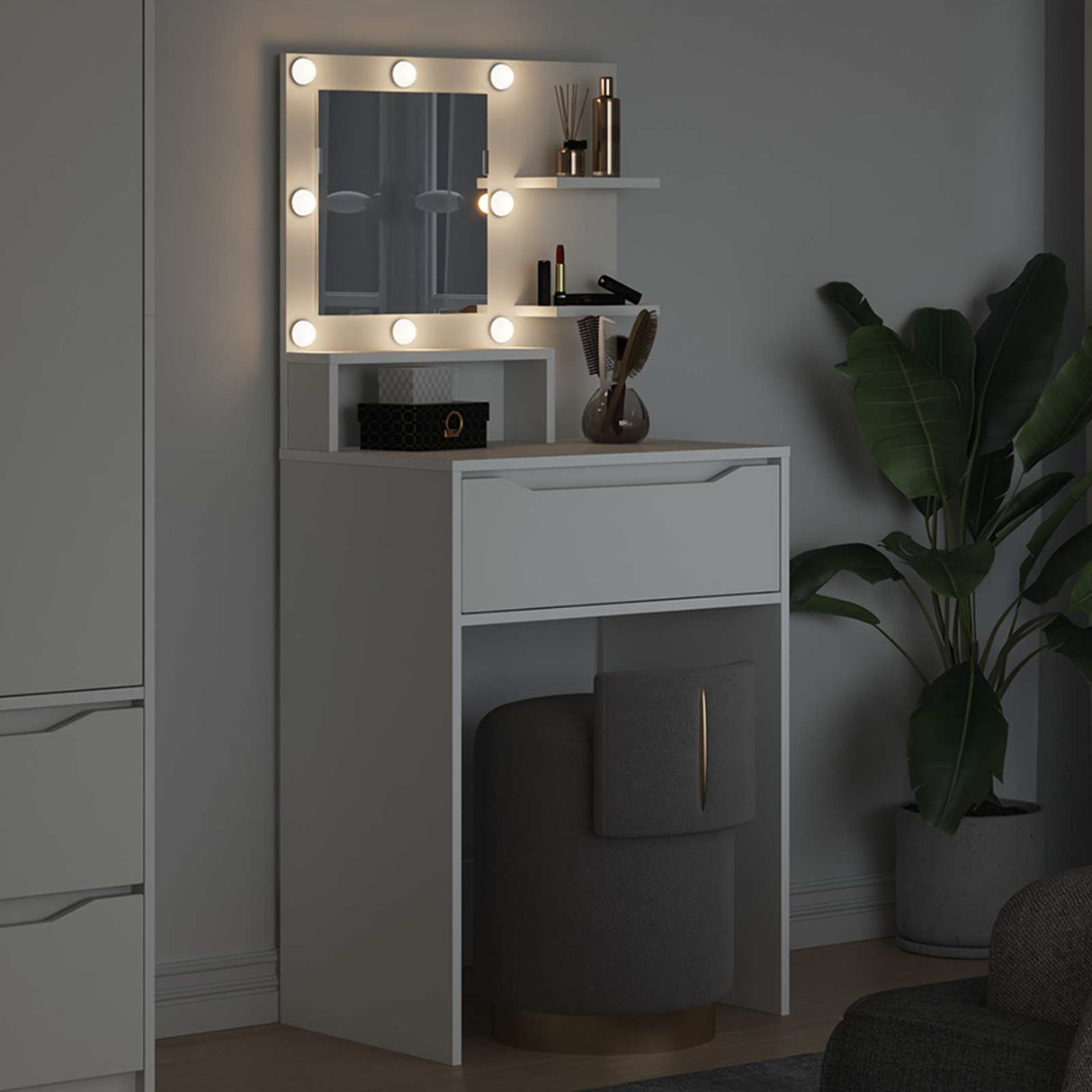 Bedroom Dressing Tables with Drawer White 80 x 39.6 x 135 cm