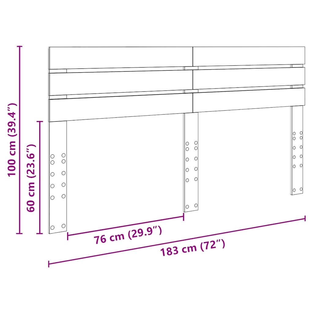 Headboard with Headboard Sonoma Oak 180 cm Engineered wood