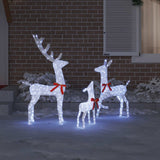 Reindeer Family 3 pcs Cold white 68 x 26 x 127 cm Fabric - Side View