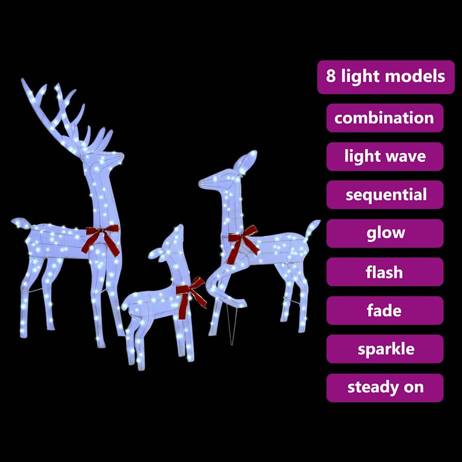 Reindeer Family 3 pcs Cold white 68 x 26 x 127 cm Fabric