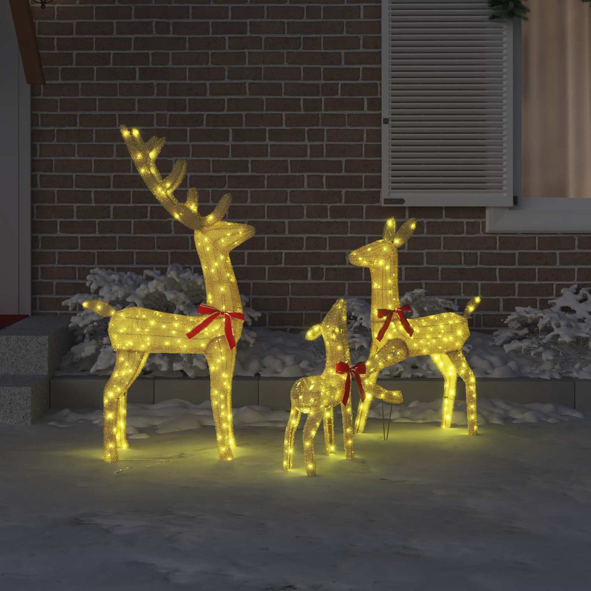 Reindeer Family 3 pcs Warm white 68 x 26 x 127 cm Fabric