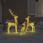 Reindeer Family 3 pcs Warm white 68 x 26 x 127 cm Fabric