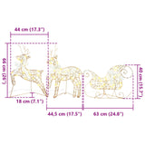 LED Reindeers 3 pcs 60 LEDs Warm White 44.5 x 18 x 66 cm PET